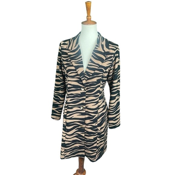 Wearever Vintage Button Down Top Tan Zebra Print Y2K Size Large New With Tags - Picture 1 of 8